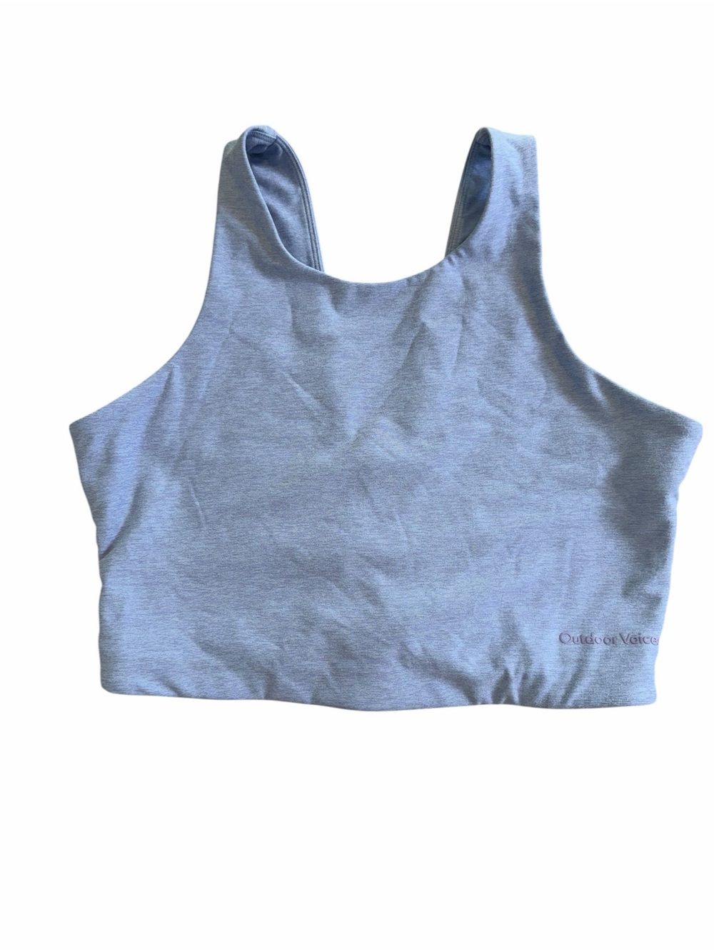 Outdoor Voices Venus Crop Top Sports Bra Blue Heather Size L Low Impact Gym - Picture 3 of 8